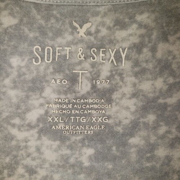AMERICAN EAGLE Soft & Sexy  Short Sleeve T Shirt Gray Tan Womens Plus Size XXL - Picture 3 of 6